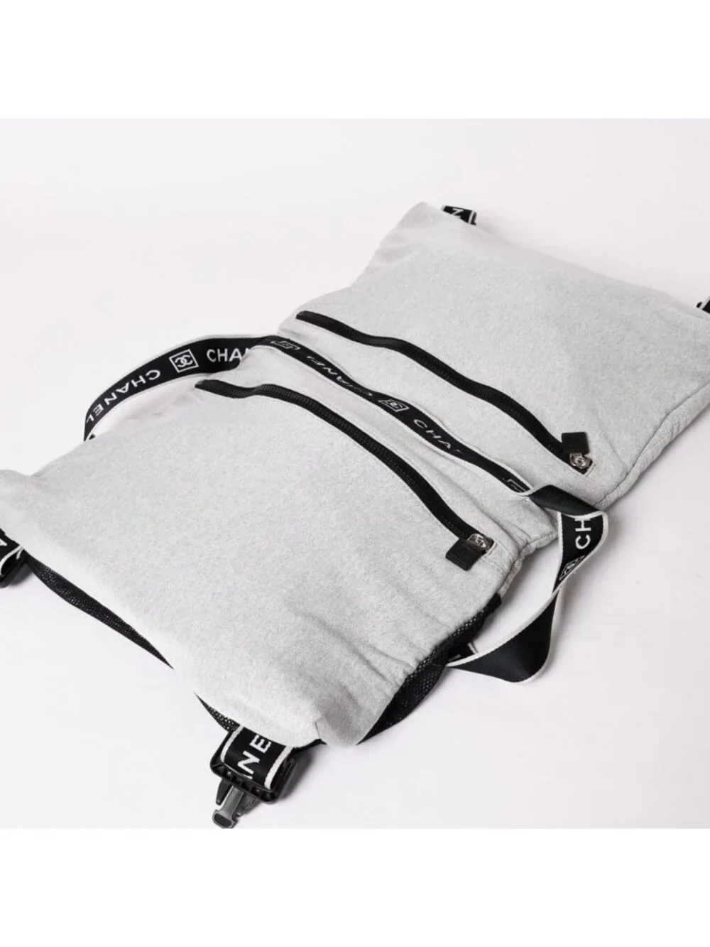 Chanel Sports Line Shoulder Bag CC Logo Choco Bar Gray Silver